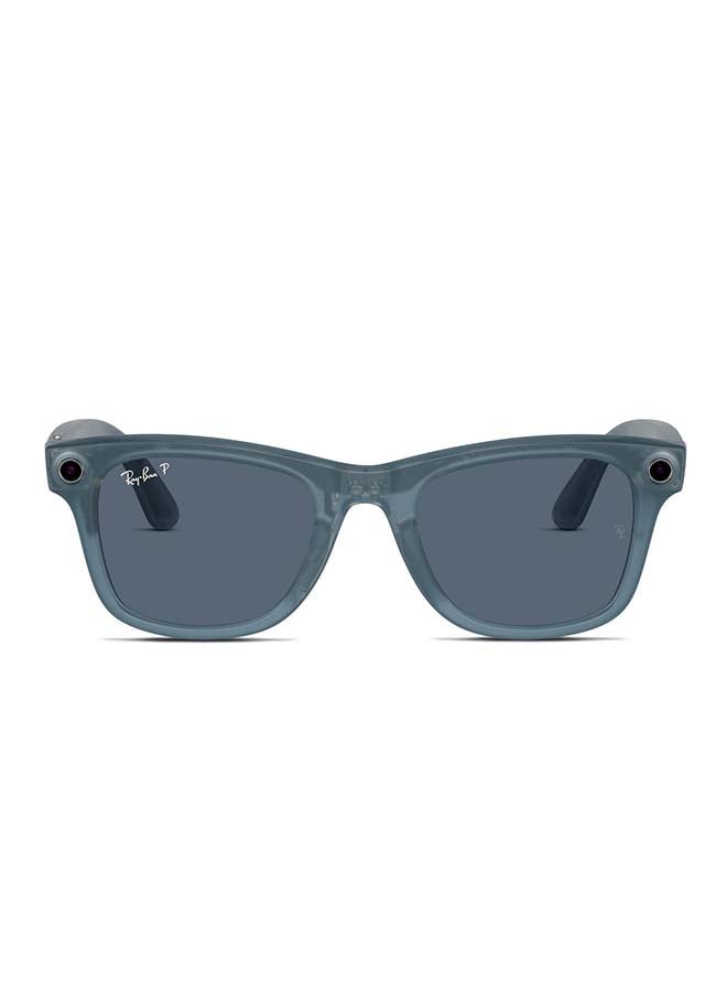 Meta Ray-Ban Meta Wayfarer AI Glasses - Matte Jeans Transparent Large Frame with Dusty Blue Polarised Lens RW4008 blue - Image 1