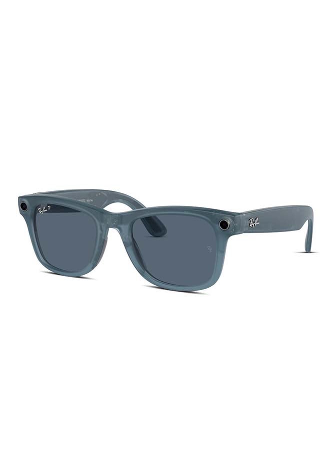 Meta Ray-Ban Meta Wayfarer AI Glasses - Matte Jeans Transparent Large Frame with Dusty Blue Polarised Lens RW4008 blue - Image 2