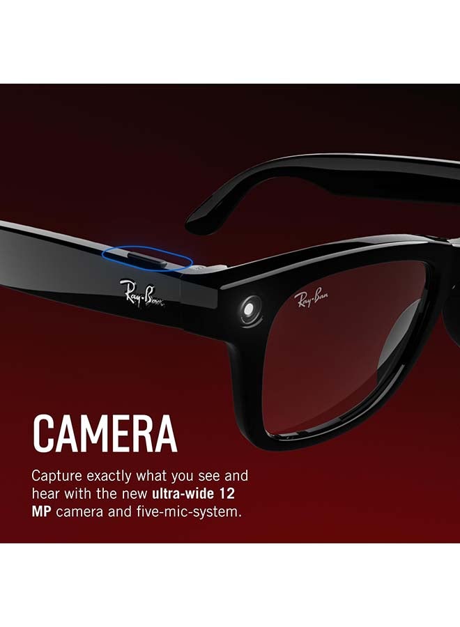 Meta Ray-Ban Meta Wayfarer AI Glasses - Matte Jeans Transparent Large Frame with Dusty Blue Polarised Lens RW4008 blue - Image 5