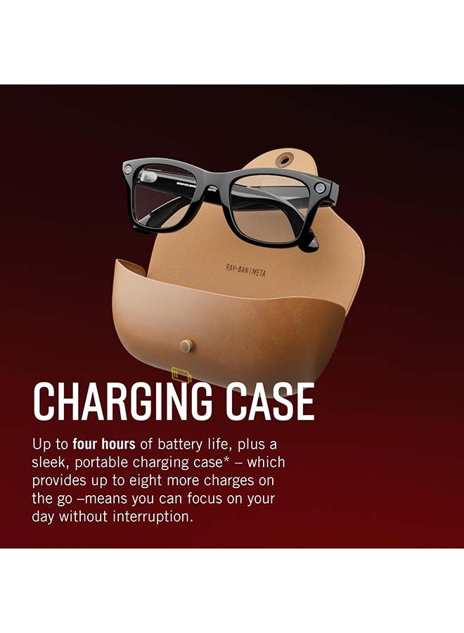 Meta Ray-Ban Meta Wayfarer AI Glasses - Matte Jeans Transparent Large Frame with Dusty Blue Polarised Lens RW4008 blue - Image 4