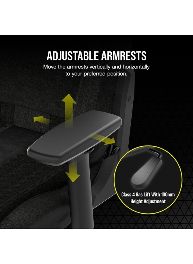 Corsair TC100 Relaxed Fabric Gaming Chair, Nylon, Black, One Size - Image 4