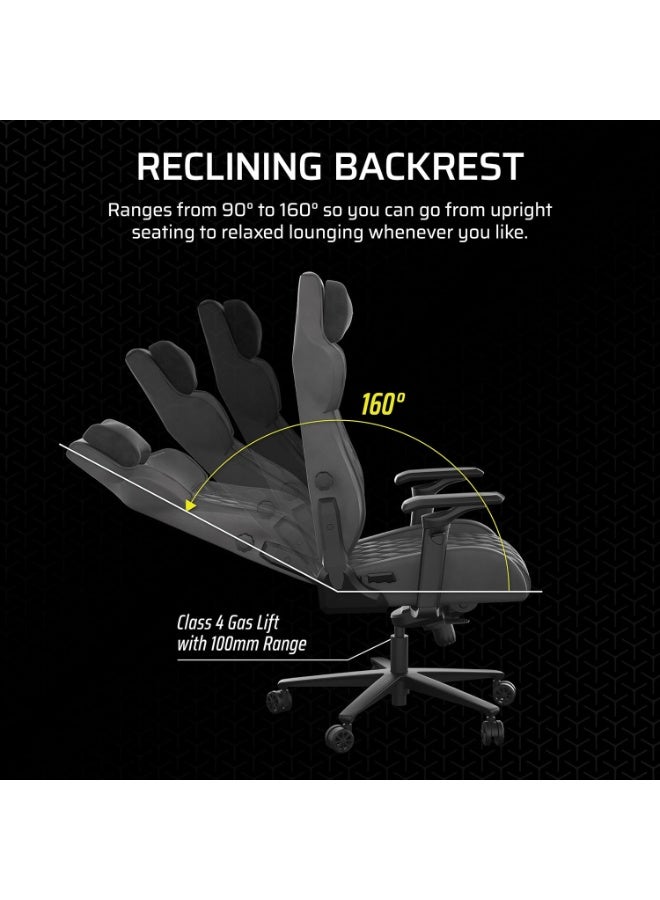 Corsair TC500 Luxe Gaming Chair – Premium Breathable Fabric – Wide Seat – Five-Way Adjustable Armrests – Adjustable Built-in Lumbar Support – 90-160 Degree Recline – Shadow - Image 3