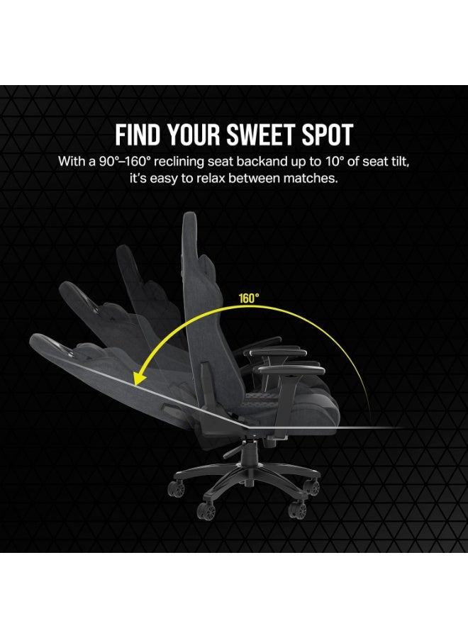 Corsair TC100 Relaxed Gaming Chair - Fabric - Grey and Black - Racing-Inspired Design - Lumbar Pillow - Detachable Memory Foam Neck Pillow - Adjustable Armrests - Image 1