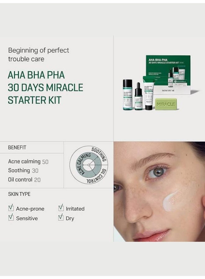 SOME BY MI AHA BHA PHA 30 Days Starter Kit – Exfoliating Toner, Pore-Clearing Serum, Soothing Cream & Cleansing Bar | Anti-Acne Travel Set for Oily & Combination Skin | Gentle Daily Peel, Smoother Texture, Tighter-Looking Pores (Toner 1.01oz, Serum 0.33oz, Cream 0.7oz, Bar 1.05oz) - Image 3