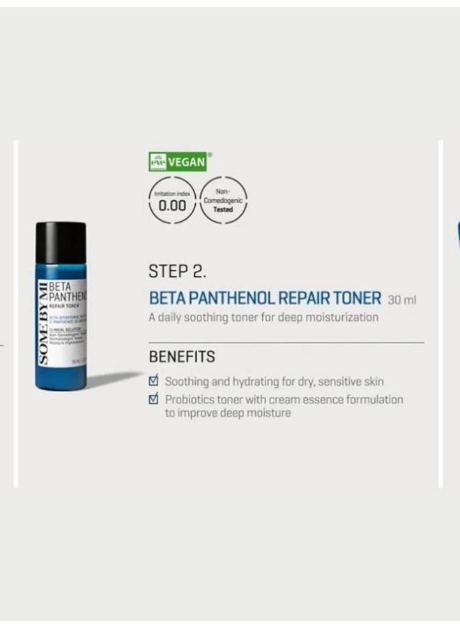 Some By Mi Beta Panthenol Repair Starter Kit – Korean Skin Barrier Repair Set of 4 Travel-Size Essentials | Hydrating & Soothing Mini Routine for Sensitive, Dry & Weakened Skin | pH-Balanced, Gentle, Fragrance-Free Daily Skincare Travel Kit - Image 2