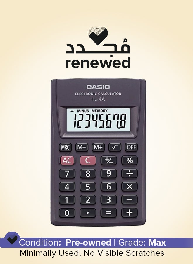 CASIO Renewed - Portable 8-Digit Mini Calculator HL-4A-W-DH Blue/Black/Grey - Image 1