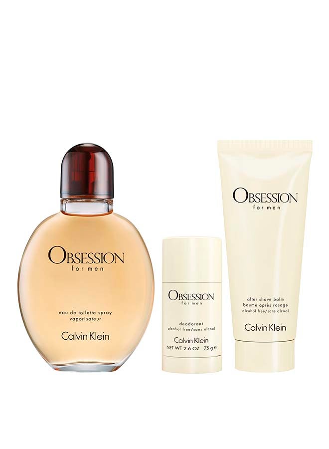 كالفن كلاين Obsession Eau De Toilette For Men Trio Gift Set 125ml + 100ml + 75g - Image 1
