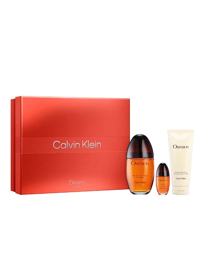 كالفن كلاين Obsession Eau De Parfum For Women And Body Lotion Trio Gift Set 100 + 100 + 15ml - Image 2