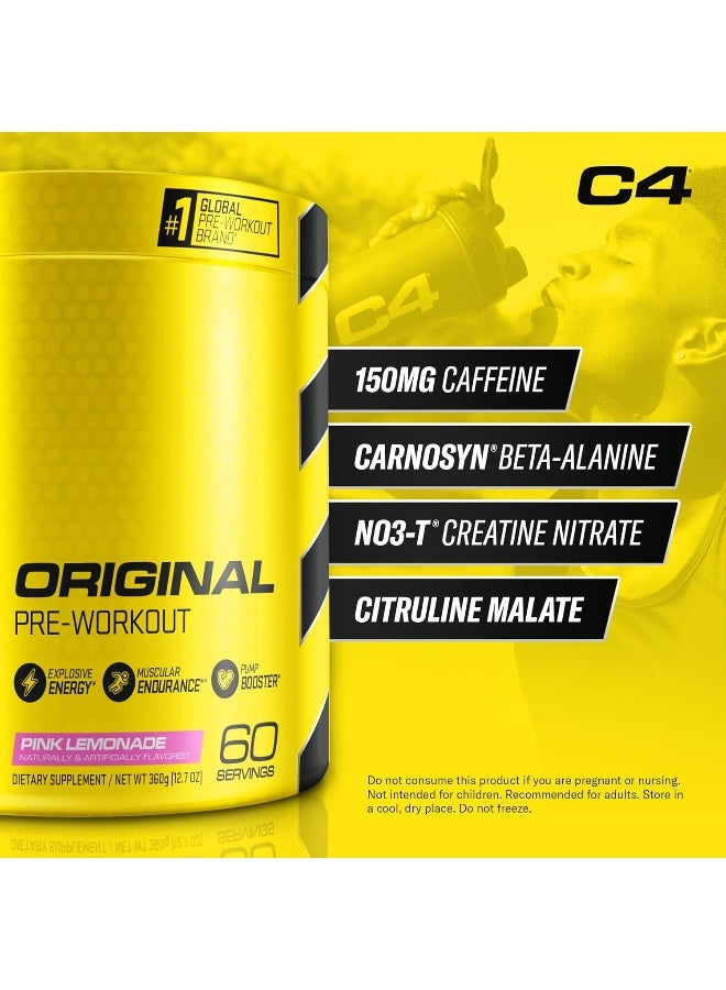 سيلوكور مسحوق الطاقة C4 الأصلي قبل التمرين للرجال والنساء - مع الكرياتين، الكافيين، معزز أكسيد النيتريك، السيترولين وبيتا ألانين - ليمون وردي - 60 حصة (قد يختلف التعبئة) - Image 2