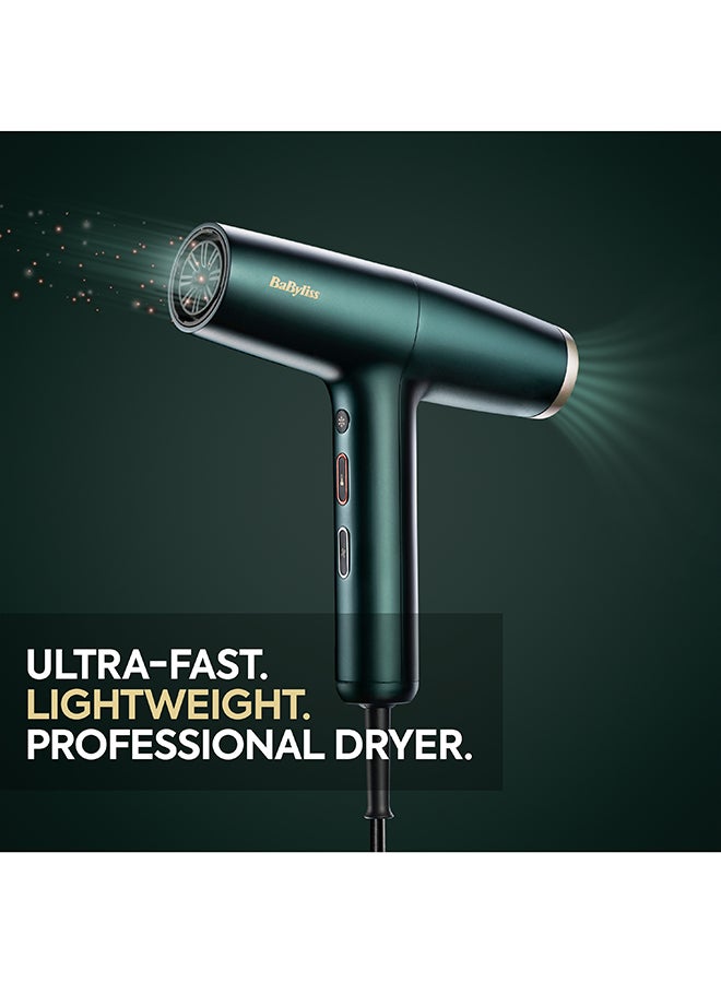 BaByliss 1600W Digital Hair Dryer with Ionic Technology, Includes Diffuser and 2 Concentrator Nozzles, Lightweight Design for Fast Drying and Frizz-Free Styling – D6555DSDE Dark Green - Image 2