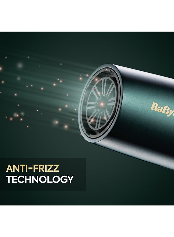 BaByliss 1600W Digital Hair Dryer with Ionic Technology, Includes Diffuser and 2 Concentrator Nozzles, Lightweight Design for Fast Drying and Frizz-Free Styling – D6555DSDE Dark Green - Image 4