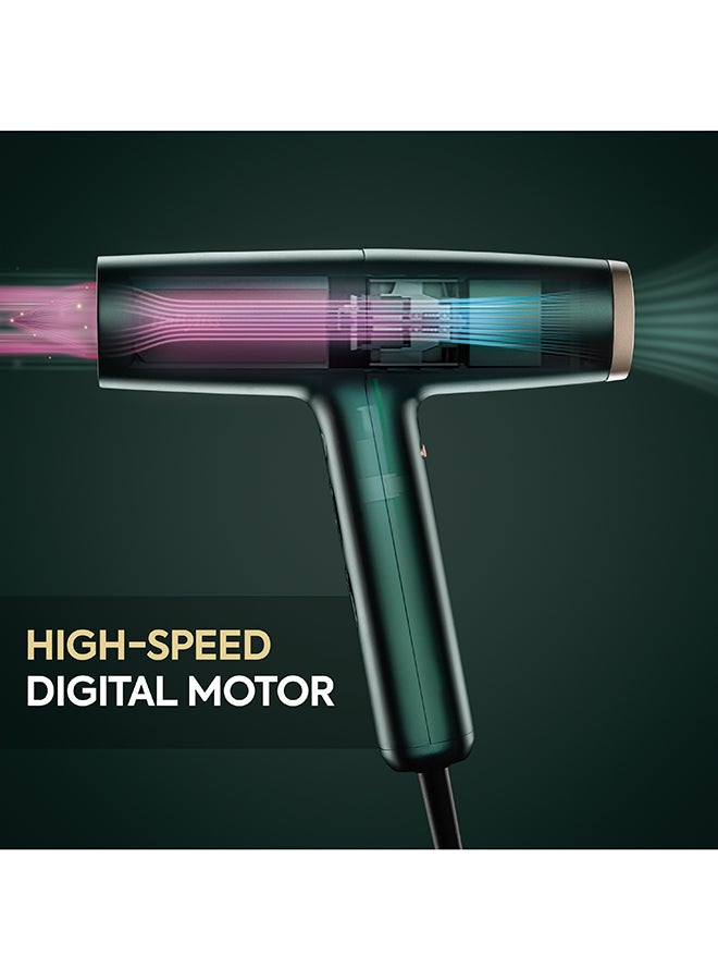 BaByliss 1600W Digital Hair Dryer with Ionic Technology, Includes Diffuser and 2 Concentrator Nozzles, Lightweight Design for Fast Drying and Frizz-Free Styling – D6555DSDE Dark Green - Image 3