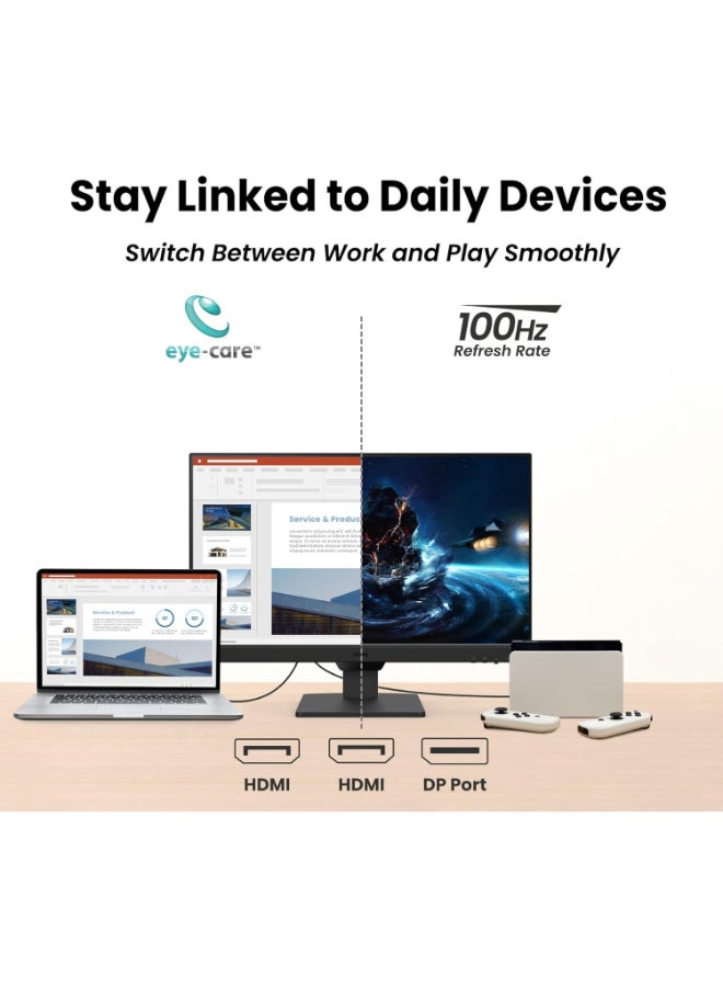 بين كيو شاشة الكمبيوتر GW2490 100Hz بحجم 24 بوصة FHD 1920x1080p، IPS، تقنية العناية بالعين، ضوء أزرق منخفض، مضادة للتوهج، سطوع متكيف، مكبرات صوت مدمجة، DP، HDMI، نسخة KSA - ضمان 3 سنوات - Image 3