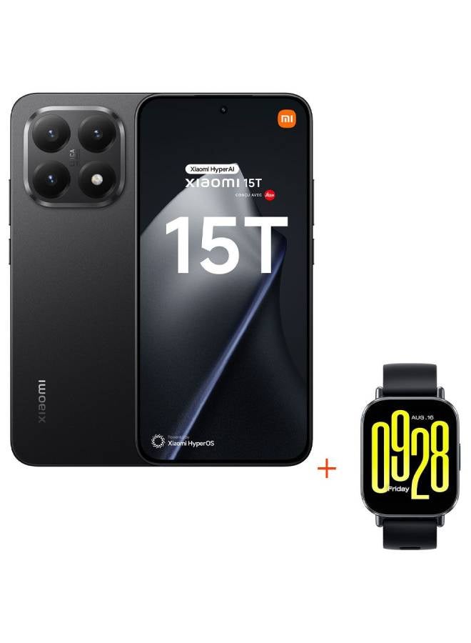 Xiaomi Redmi 15T Dual SIM Black 12GB  RAM 256GB- 5G Middle East Version with Free Gift (Redmi Watch 5 Active) - Image 1