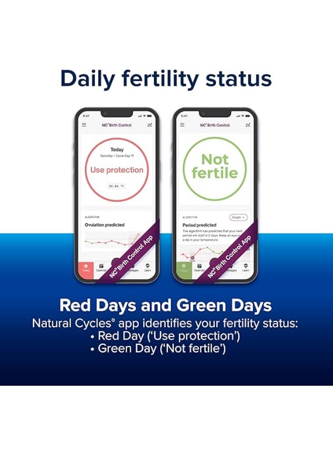 Clearblue & Natural Cycles Hormone-Free Birth Control Kit Starter Pack, 3 Month Subscription to The Natural Cycles app, 15 Digital Ovulation Tests, 1 Digital Basal Thermometer - Image 3