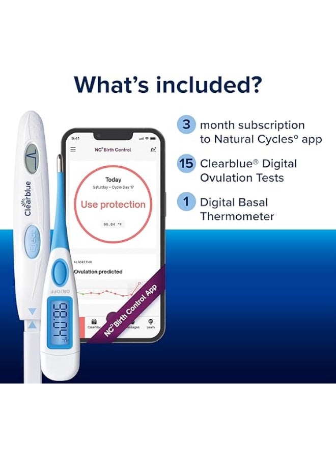 Clearblue & Natural Cycles Hormone-Free Birth Control Kit Starter Pack, 3 Month Subscription to The Natural Cycles app, 15 Digital Ovulation Tests, 1 Digital Basal Thermometer - Image 5