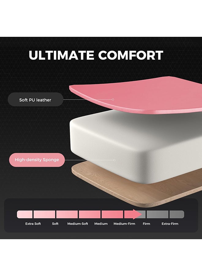 جي تي بلاير GTPLAYER #1USA Ergonomic Gaming Chair with USB Massage Cushion, Footrest & Armrests – PU Leather Computer Video Game Desk Chair with Adjustable Lumbar Support & Headrest for Gaming & Office (Pink) pink - Image 5