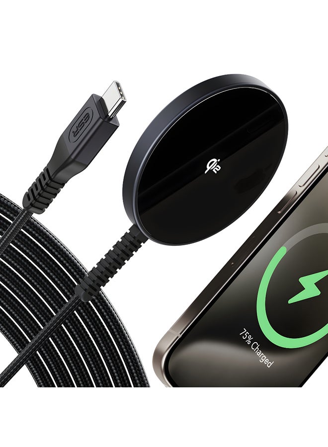 ESR for Magsafe Charger, 15W Wireless Charger, Wireless Charging Pad for iPhone 15/14/13/12, AirPods 4/3/Pro/Pro 2, Galaxy S25, Strong Magnetic Charging Pad with Type-C Cable, Black Black - Image 1