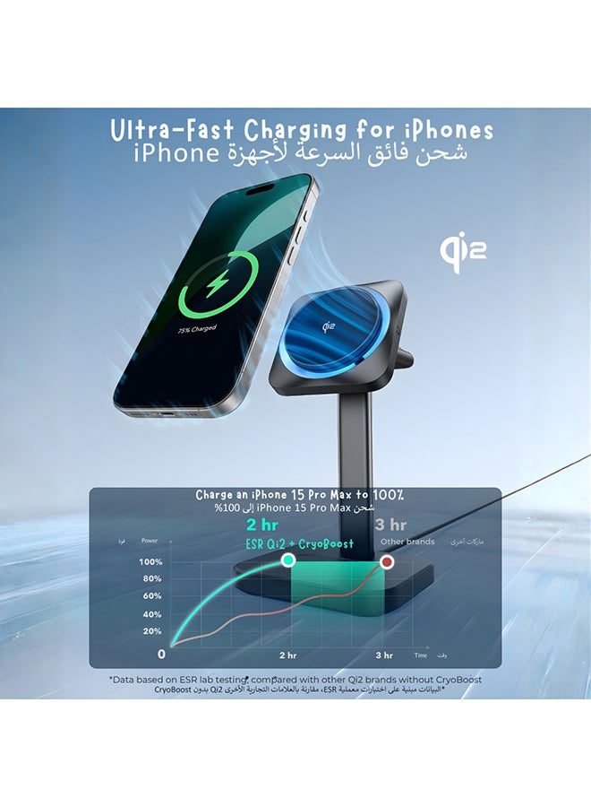 ESR for MagSafe Charger Stand, 3 in 1 Charging Station with CryoBoost, Phone-Cooling Wireless Charging, 15W MagSafe Stand, for iPhone 17/16/15/14/13/12, AirPods, Apple Watch, Black Black - Image 4