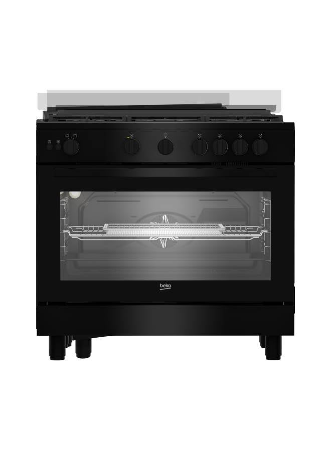 بيكو Beko Gas Cooker - 90 cm - 5 Burners - Cast Iron Holders - Cooling and Cooking Fans - Full Safety - Stainless Steel - BGGR 11125 GB BGGR 11125 GB Black - Image 1