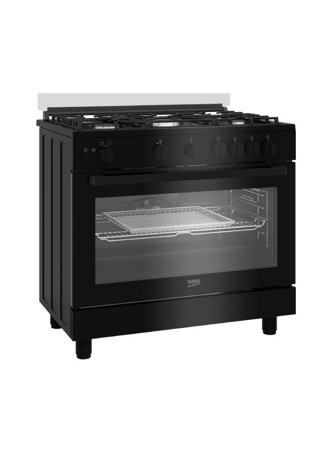 بيكو Beko Gas Cooker - 90 cm - 5 Burners - Cast Iron Holders - Cooling and Cooking Fans - Full Safety - Stainless Steel - BGGR 11125 GB BGGR 11125 GB Black - Image 2