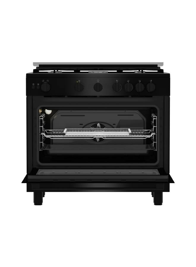 بيكو Beko Gas Cooker - 90 cm - 5 Burners - Cast Iron Holders - Cooling and Cooking Fans - Full Safety - Stainless Steel - BGGR 11125 GB BGGR 11125 GB Black - Image 4