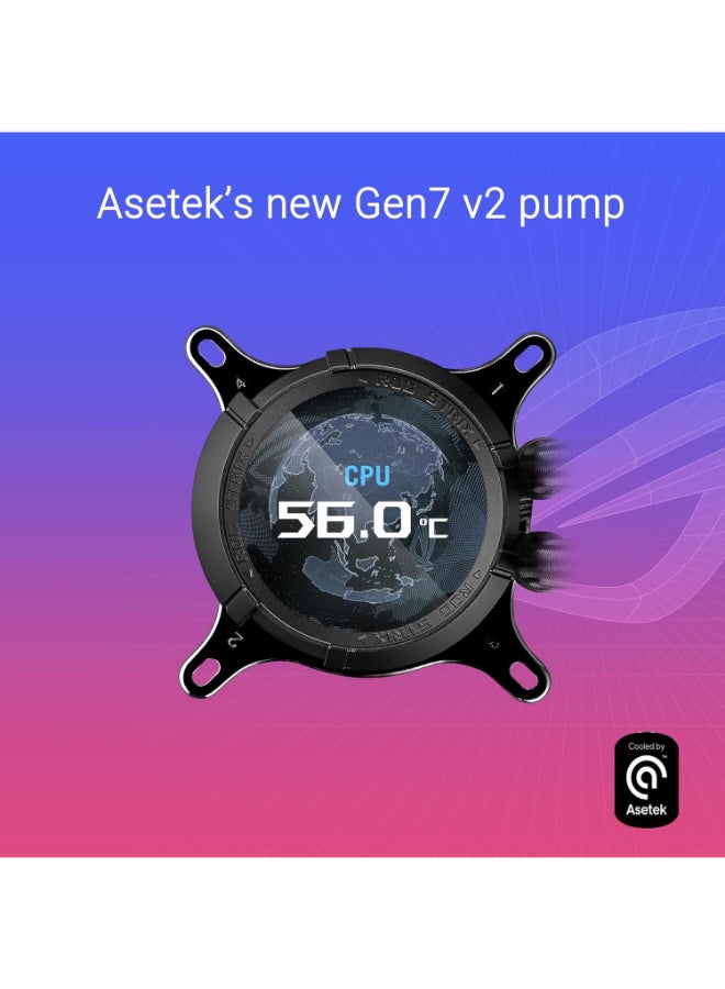 ASUS ROG Strix LC III 360 ARGB LCD All-in-one CPU Liquid Cooler - Intel® LGA 1700, 1200, 115X - AMD Socket AM4, AM5 – with 2.1" IPS LCD, Asetek’s New Gen7 v2 Pump, and Premium ROG ARGB Fans 360meter black - Image 3