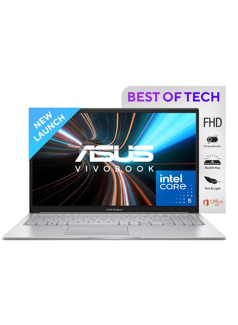 أسوس (Upgraded Version) Vivobook 15 X1504VA Laptop With 15.6-Inch Display, Core 5 -120U Processor 8GB RAM- 1TB SSD, Intel Iris XE Graphics, Windows 11 Home +Office 2024 / Cool English/Arabic Cool Silver - Image 1
