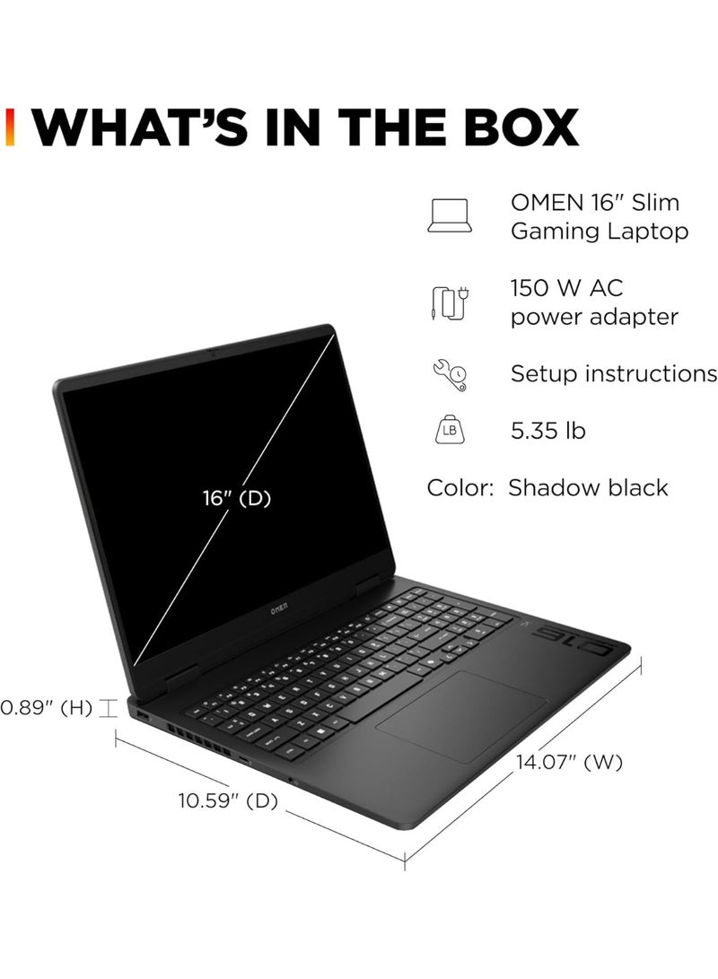 HP OMEN 16 Slim 2025 AI Pro Gaming Laptop, 16" FHD+ 165Hz, Intel Ultra 7 255H(Beats Intel i7-14700), 64GB RAM + 1TB SSD NVIDIA RTX 5060 With Free Office 365 + Consumix Mouse pad English black - Image 2