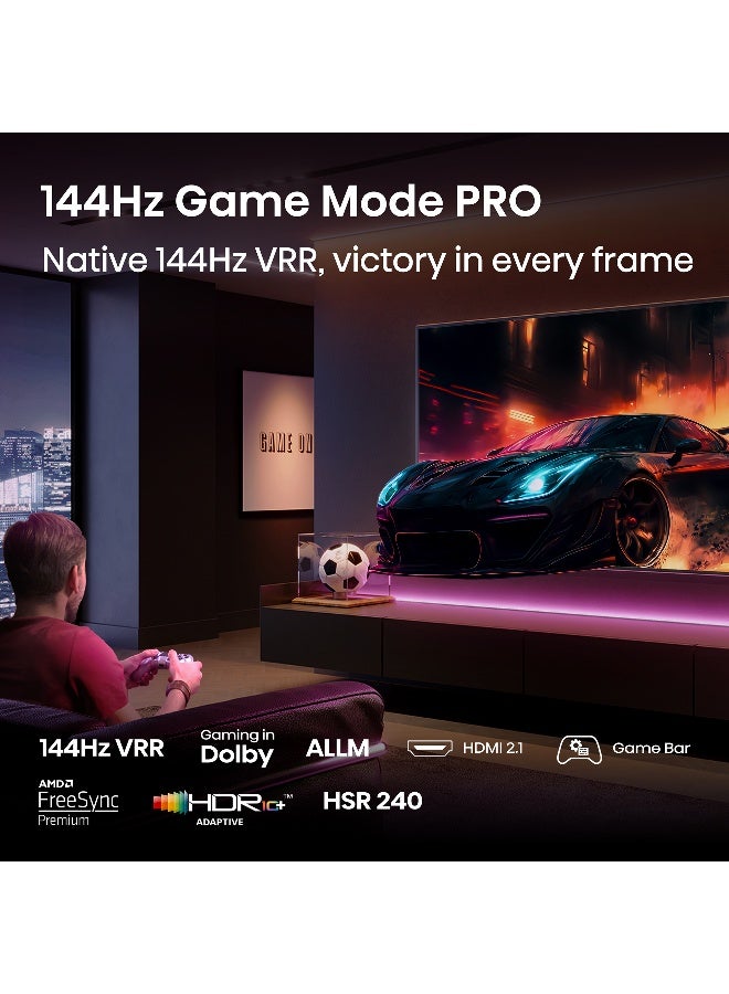 هايسنس تلفاز هاي سينس 100 بوصة QLED 144Hz الذكي E8Q - لون النقطة الكمومية، دولبي فيجن، دولبي أتموس، معزز الذكاء الاصطناعي 4K، التحكم الصوتي بدون استخدام اليدين، شريط الألعاب، AMD فري سينك بريميوم برو، يوتيوب، نتفليكس، ديزني+ 100E8Q (نسخة الإمارات 2025) - Image 4