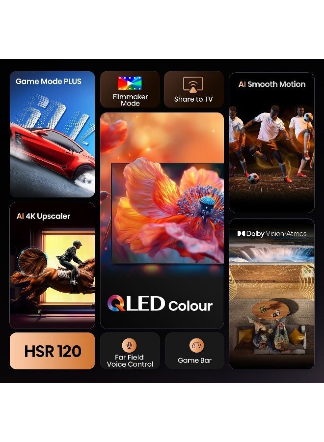 Hisense 75 inch QLED Smart TV E7Q-Quantum Dot Colour, AI Picture, Dolby Vision, Dolby Atmos, Share to TV, Voice Control, Filmmaker Mode, Youtube, Netflix, Disney+  75E7Q (2025 UAE Version) 75E7Q black - Image 3