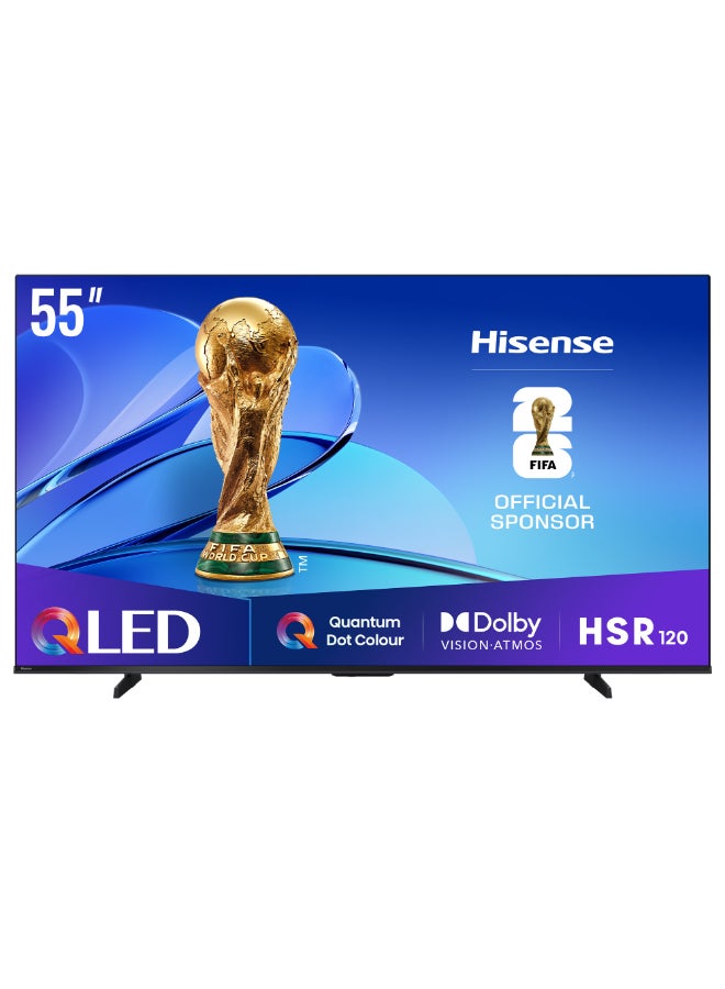 Hisense 55 inch QLED Smart TV E7Q-Quantum Dot Colour, AI Picture, Dolby Vision, Dolby Atmos, Share to TV, Voice Control, Filmmaker Mode, Youtube, Netflix, Disney+  55E7Q (2025 UAE Version) 55E7Q black