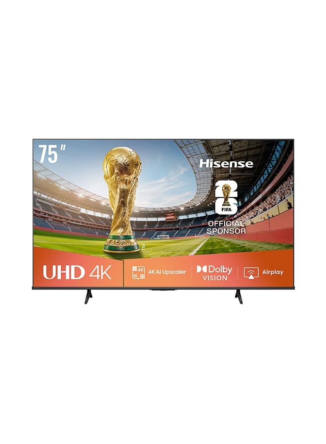 هايسنس تلفاز سمارت 75 بوصة من هايسنس UHD 4K E6Q - رؤية دولبي، معزز 4K بالذكاء الاصطناعي، شريط الألعاب، حركة سلسة مع MEMC، وضع الرياضة بالذكاء الاصطناعي، التحكم الصوتي، مشاركة إلى التلفاز، يوتيوب، نتفليكس، ديزني+، شاهد 75E6Q (نسخة الإمارات 2025) - Image 1