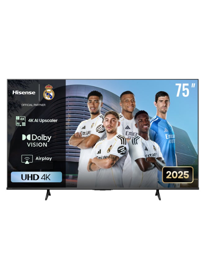 Hisense 75 inch Smart TV UHD 4K E6Q-Dolby Vision, AI 4K Upscaler, Game Bar, Smooth Motion with MEMC, AI Sports Mode, Voice Control, Share to TV, Youtube, Netflix, Disney+, Shahid (2025 UAE Version) 75E6Q Black - Image 1