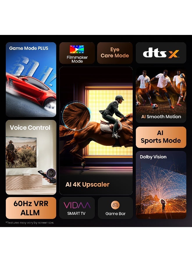 هايسنس تلفاز هاي سينس 55 بوصة ذكي UHD 4K E6Q - رؤية دولبي، معزز 4K بالذكاء الاصطناعي، ألعاب بدولبي، حركة سلسة مع MEMC، وضع الرياضة بالذكاء الاصطناعي، التحكم الصوتي، مشاركة إلى التلفاز، يوتيوب، نتفليكس، ديزني+، شاهد 55E6Q (نسخة الإمارات 2025) - Image 3