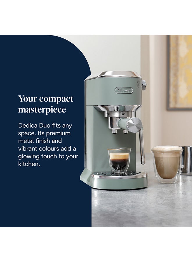 De'Longhi Dedica Duo EC890.GR, Barista Coffee Machine with Pump, Espresso and Cold Brew, Manual Machine with LatteArt Steam Rod, 15 cm Wide, 2 Espresso, Touch Screen, Cup up to 13 cm 1 L 1450 W EC890.GR Green - Image 2