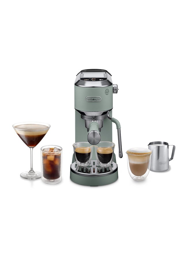De'Longhi Dedica Duo EC890.GR, Barista Coffee Machine with Pump, Espresso and Cold Brew, Manual Machine with LatteArt Steam Rod, 15 cm Wide, 2 Espresso, Touch Screen, Cup up to 13 cm 1 L 1450 W EC890.GR Green - Image 1