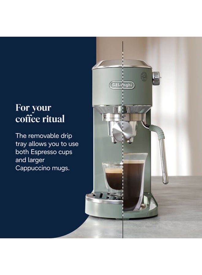 De'Longhi Dedica Duo EC890.GR, Barista Coffee Machine with Pump, Espresso and Cold Brew, Manual Machine with LatteArt Steam Rod, 15 cm Wide, 2 Espresso, Touch Screen, Cup up to 13 cm 1 L 1450 W EC890.GR Green - Image 2