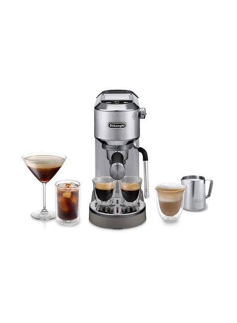 De'Longhi Dedica Duo EC890.M, Barista Coffee Machine with Pump, Espresso and Cold Brew, Manual Coffee Machine with LatteArt Steam Rod, 15 cm Wide, 2 Espresso, Touch Screen, Cup up to 13 cm, Metal 1 L 1450 W EC890.M Metal