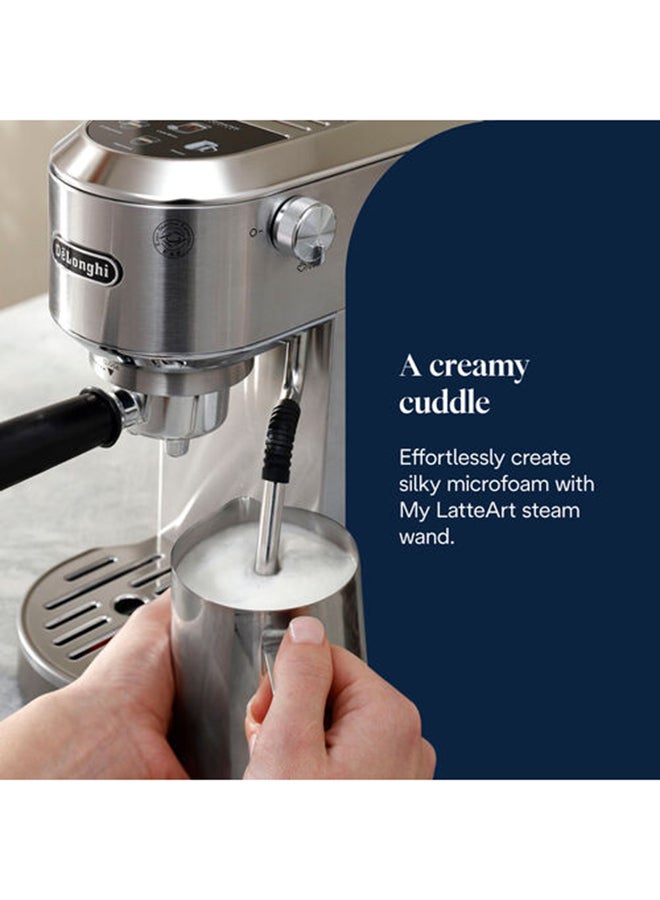 De'Longhi Dedica Duo EC890.M, Barista Coffee Machine with Pump, Espresso and Cold Brew, Manual Coffee Machine with LatteArt Steam Rod, 15 cm Wide, 2 Espresso, Touch Screen, Cup up to 13 cm, Metal 1 L 1450 W EC890.M Metal - Image 5