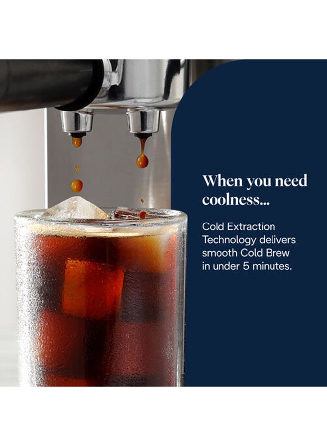 De'Longhi Dedica Duo EC890.M, Barista Coffee Machine with Pump, Espresso and Cold Brew, Manual Coffee Machine with LatteArt Steam Rod, 15 cm Wide, 2 Espresso, Touch Screen, Cup up to 13 cm, Metal 1 L 1450 W EC890.M Metal - Image 4