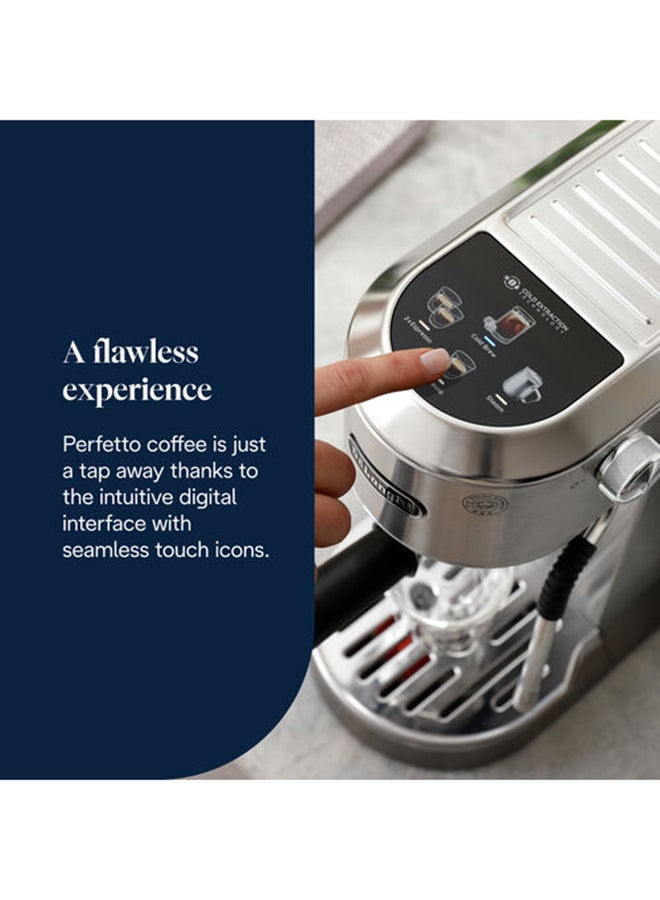 De'Longhi Dedica Duo EC890.M, Barista Coffee Machine with Pump, Espresso and Cold Brew, Manual Coffee Machine with LatteArt Steam Rod, 15 cm Wide, 2 Espresso, Touch Screen, Cup up to 13 cm, Metal 1 L 1450 W EC890.M Metal - Image 3
