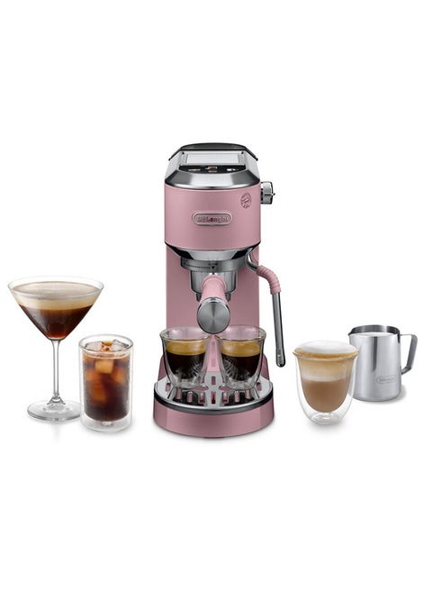 Dedica Duo EC890.PK, Barista Coffee Machine with Pump, Espresso and Cold Brew, Manual Coffee Machine with LatteArt Steam Rod, 15 cm Wide, 2 Espresso, Touch Screen, Cup up to 13 cm, Pink 1 L 1450 W EC890.PK Pink