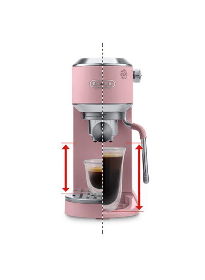 De'Longhi Dedica Duo EC890.PK, Barista Coffee Machine with Pump, Espresso and Cold Brew, Manual Coffee Machine with LatteArt Steam Rod, 15 cm Wide, 2 Espresso, Touch Screen, Cup up to 13 cm, Pink 1 L 1450 W EC890.PK Pink - Image 2