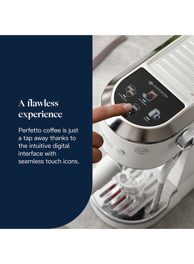 ديلونجي ماكينة قهوة دي'لونجي ديديكيا ديو EC890.WI، ماكينة قهوة بارستا مع مضخة، إسبريسو وبارد، ماكينة قهوة يدوية مع قضيب بخار لاتيه آرت، عرض 15 سم، 2 إسبريسو، شاشة تعمل باللمس، أكواب حتى 13 سم، أبيض - Image 3