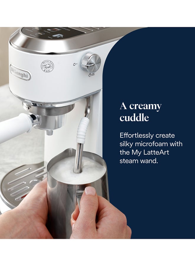 ديلونجي ماكينة قهوة دي'لونجي ديديكيا ديو EC890.WI، ماكينة قهوة بارستا مع مضخة، إسبريسو وبارد، ماكينة قهوة يدوية مع قضيب بخار لاتيه آرت، عرض 15 سم، 2 إسبريسو، شاشة تعمل باللمس، أكواب حتى 13 سم، أبيض - Image 5