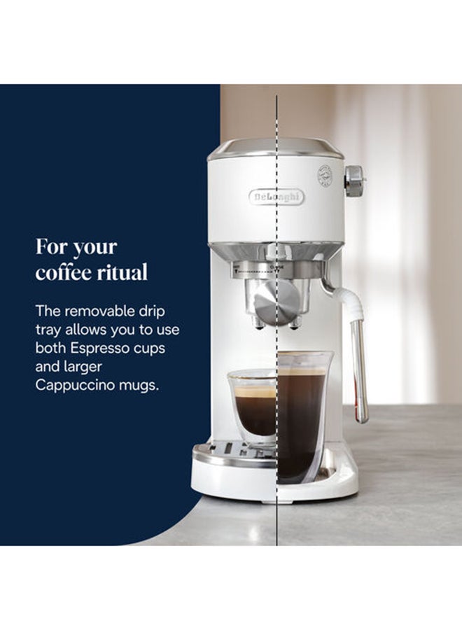 De'Longhi Dedica Duo EC890.WI, Barista Coffee Machine with Pump, Espresso and Cold Brew, Manual Coffee Machine with LatteArt Steam Rod, 15 cm Wide, 2 Espresso, Touch Screen, Cups up to 13 cm, White 1 L 1450 W EC890.WI White - Image 5