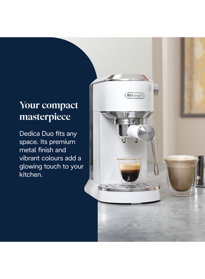 De'Longhi Dedica Duo EC890.WI, Barista Coffee Machine with Pump, Espresso and Cold Brew, Manual Coffee Machine with LatteArt Steam Rod, 15 cm Wide, 2 Espresso, Touch Screen, Cups up to 13 cm, White 1 L 1450 W EC890.WI White - Image 2