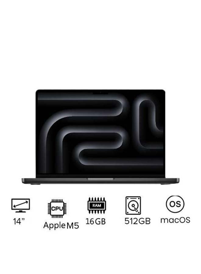 Apple New M5 Macbook Pro 2025 MDE04 Laptop With 14‑inch XDR Retina Display, M5 chip with 10-core CPU, 10-core GPU Processor/16GB RAM/512GB SSD/MacOS/ International version English Space Black - Image 1