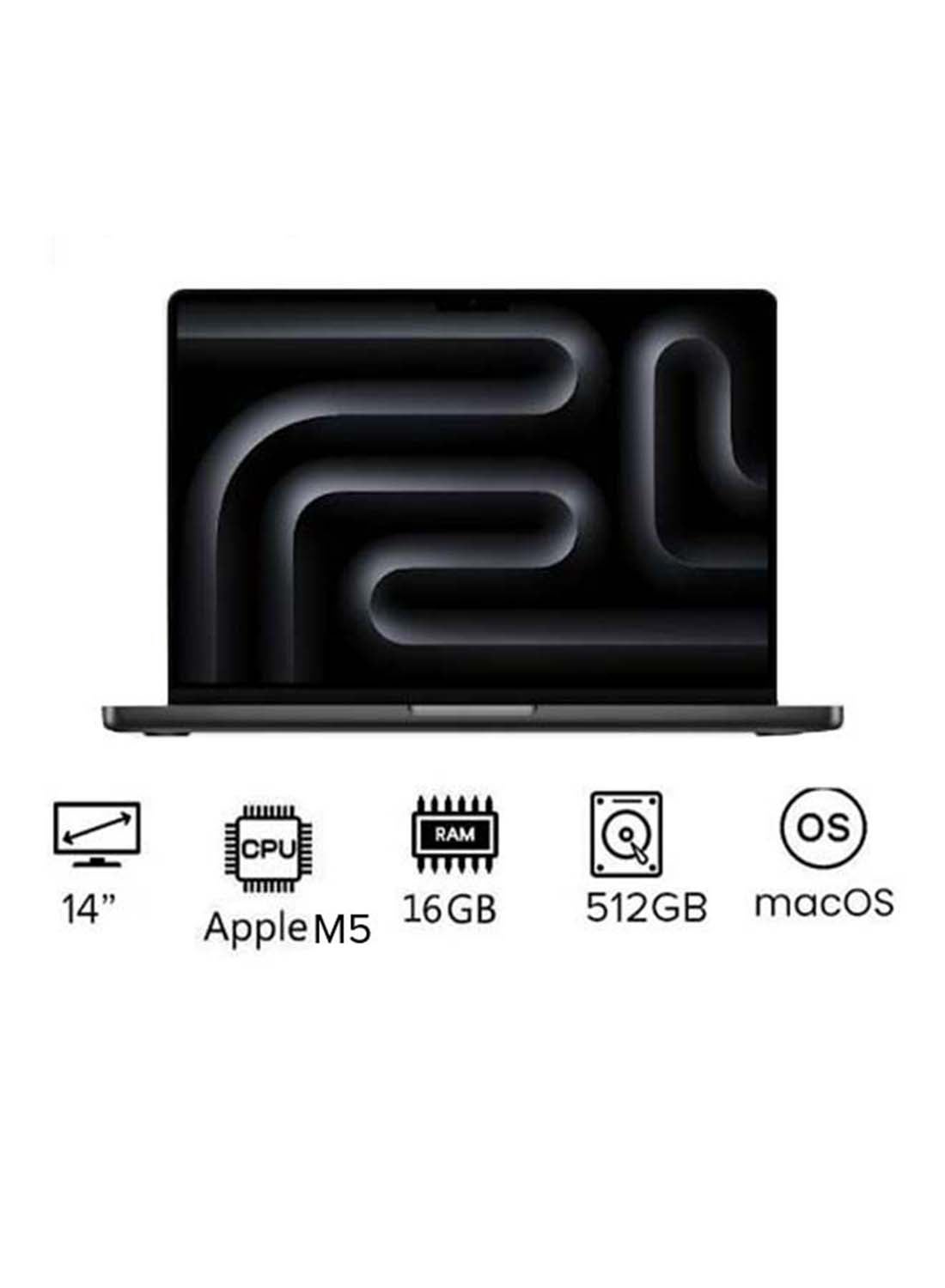 MacBook Pro MDE04 | 14 Inch Display | Apple M5 Chip | 10-Core CPU And 10-Core GPU | 16GB RAM | 512GB SSD | macOS | English Keyboard | International Version | English Space Black